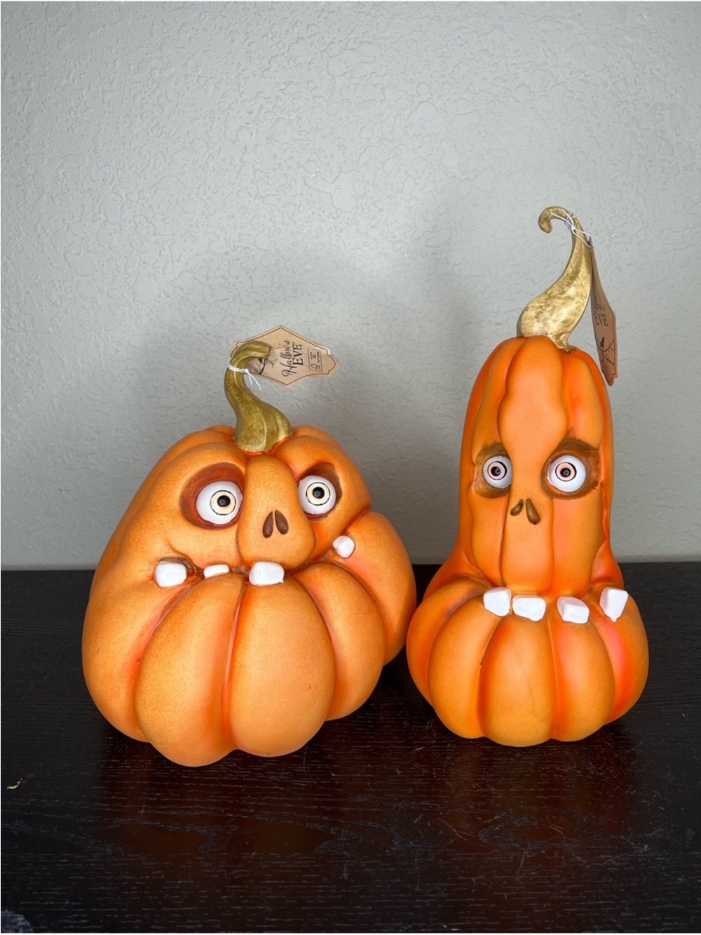 HALLOW’S EVE HALLOWEEN WHIMSICAL SCARY PUMPKIN DECOR  SET 2